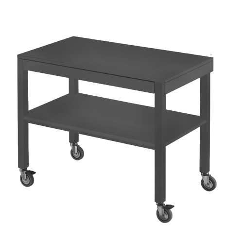 Carrello di servizio in legno laccato grigio granito, 2 piani cm 100x56, ruote elastiche, 2 frenate