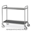 Carrello inox, 2 piani stampati cm 100x60, 2 ruote frenate