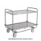 Carrello inox portata 200 kg, 2 piani stampati cm 100x60, ruote elastiche, 2 frenate