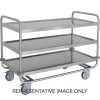 Carrello inox portata 200 kg, 3 piani stampati cm 120x60, ruote elastiche, 2 frenate