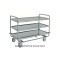 Carrello inox portata 200 kg, 3 piani stampati cm 100x50, ruote elastiche, 2 frenate