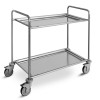 Carrello di servizio inox, 2 piani asportabili cm 90x50x3h, 2 ruote frenate