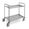 Carrello di servizio inox, 2 piani asportabili cm 90x50x3h, 2 ruote frenate