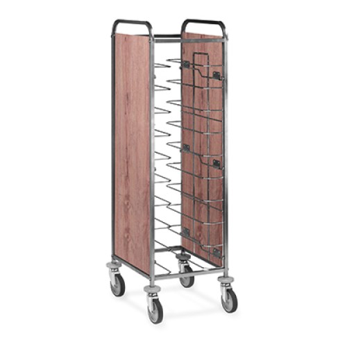 Carrello portavassoi universale, pannellato nobilitato, 10 vassoi, rovere