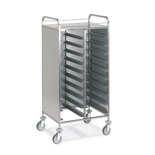 Carrello portavassoi pannellato inox, portata 20 vassoi GN