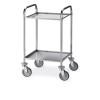 Carrello di servizio inox, 2 piani cm 47x44x1,5h, 2 ruote frenate