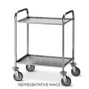 Carrello di servizio inox, 2 piani cm 75x44x1,5h, 2 ruote frenate