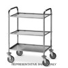 Carrello di servizio inox, 3 piani cm 75x44x1,5h, 2 ruote frenate