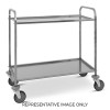 Carrello di servizio inox, 2 piani cm 87x44x1,5h, 2 ruote frenate