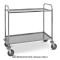 Carrello di servizio inox, 2 piani cm 87x44x1,5h, ruote elastiche, 2 frenate