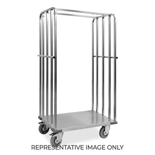 Carrello "roll container", 1 base+2 sponde, ruote elastiche, 2 frenate