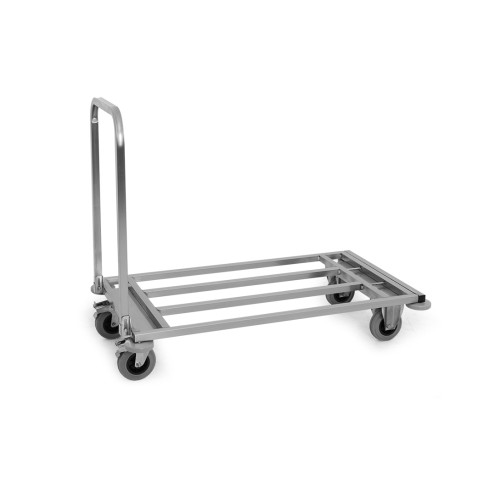 Carrello a pianale in tubo inox, allungabile, 2 ruote frenate