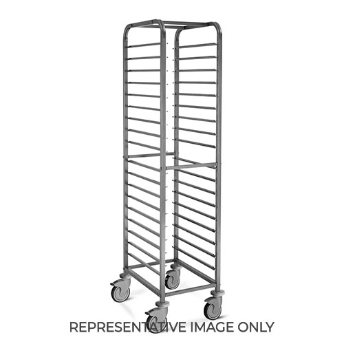 Carrello portateglie 18xGN 1/1, guide a "C" con fermo, 2 ruote frenate