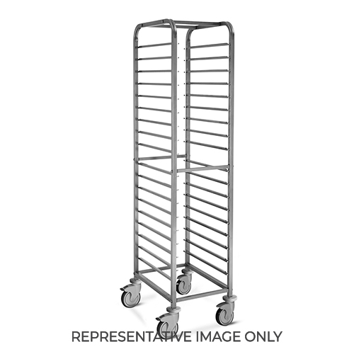 Carrello portateglie 18xGN 1/1, guide a "C" con fermo, saldato, 2 ruote frenate