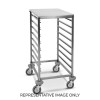 Carrello portateglie 8xGN 1/1, guide a "C", piano superiore inox, 2 ruote frenate