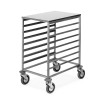 Carrello portateglie 8x60x40, guide a "L", piano superiore inox