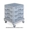 Base in acciaio inox per cassette cm 51x51, 2 ruote frenate