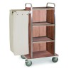 Carrello portabiancheria, 4 piani cm 50x45, pannelli su tre lati, rovere, 2 ruote frenate