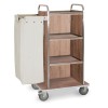 Carrello portabiancheria, 4 piani cm 50x45, pannelli su tre lati, rovere, ruote elastiche, 2 frenate