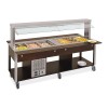 Buffet misto GN 6/1, 3 caldi-3 freddi, parafiato mobile, illuminazione a led, tinto wengé