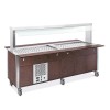 Buffet misto GN 6/1, 3 caldi-3 freddi, parafiato fisso, armadiato, illuminazione a led, tinto wengé