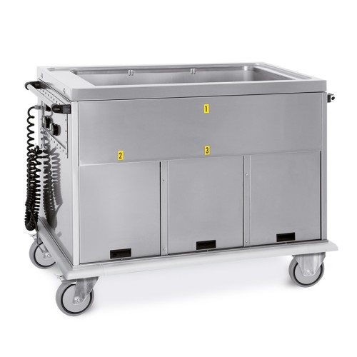 Carrello termico, GN 3/1, vasca unica, vani 1 neutro + 2 caldi