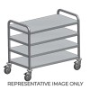 Carrello di servizio inox, 3 piani asportabili cm 90x50x3h, 2 ruote frenate